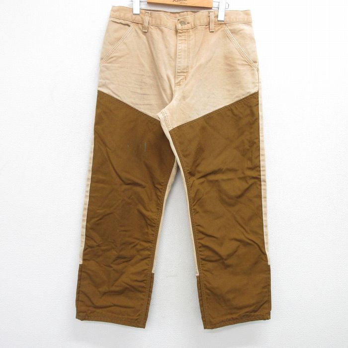 W36★古着 ハンティング パンツ メンズ 90年代 90s ダック地 コットン USA製 ベージュ他 カーキ 25apr18 中古 ボトムス ロング