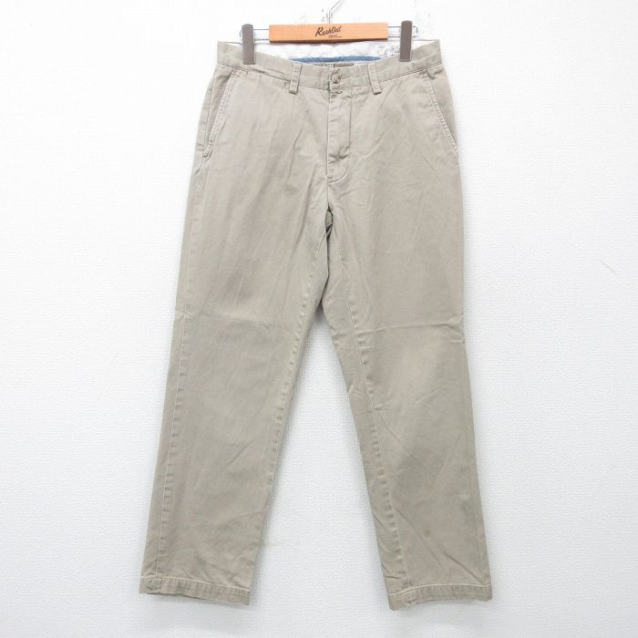 W31★古着 ラルフローレン Ralph Lauren ブランド パンツ メンズ コットン 薄ベージュ カーキ 25apr21 中古 ボトムス ロング