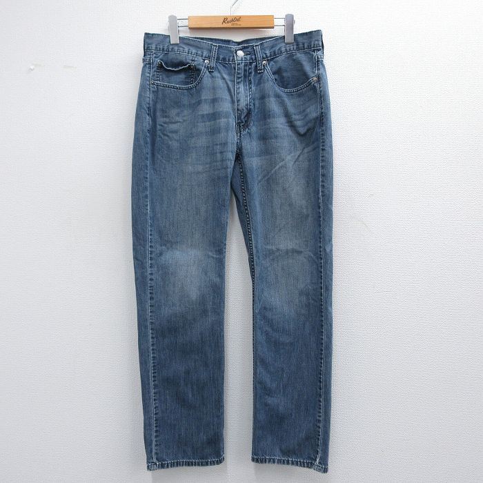 【50%OFF】W34★古着 リーバイス Levis 514 ジーンズ メンズ ヒゲ コットン 紺 ネイビー デニム 25apr19 中古 ボトムス ジーパン Gパン ロング パンツ