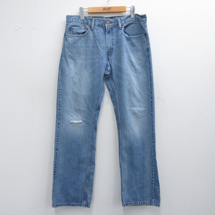 W35★古着 リーバイス Levis ジーンズ メンズ ヒゲ コットン 紺 ネイビー デニム 25apr19 中古 ボトムス ジーパン Gパン ロング パンツ