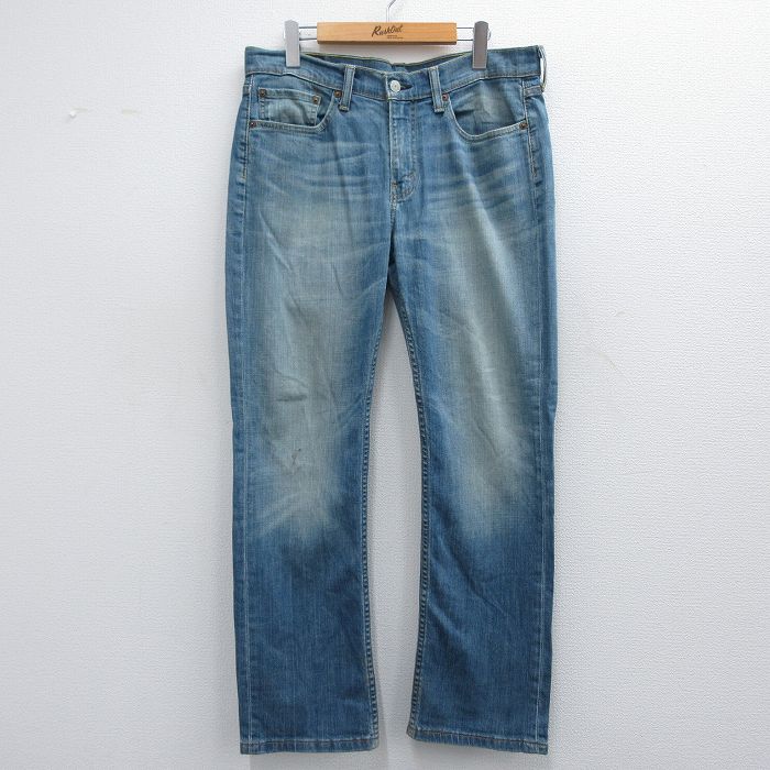 W36★古着 リーバイス Levis 514 パンツ メンズ ヒゲ 薄紺 ネイビー デニム 25apr19 中古 ボトムス ロング