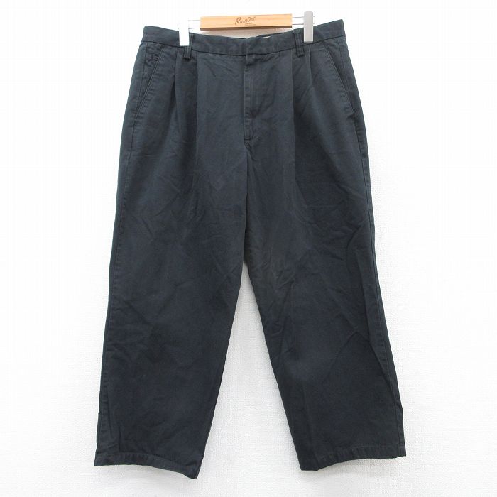 W34★古着 ドッカーズ パンツ メンズ コットン 黒 ブラック 25apr19 中古 ボトムス ロング