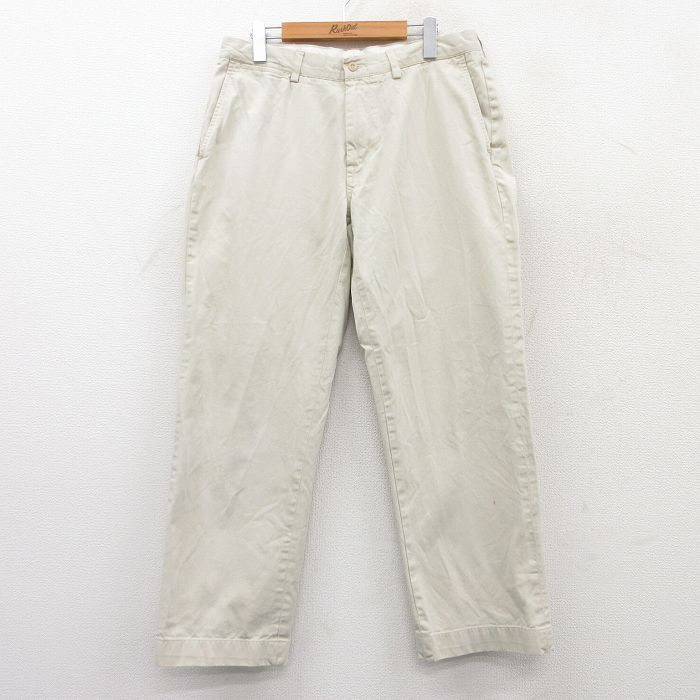 W34★古着 ラルフローレン Ralph Lauren ブランド チノ パンツ チノパン メンズ コットン 薄ベージュ カーキ 25apr19 中古 ボトムス ロング