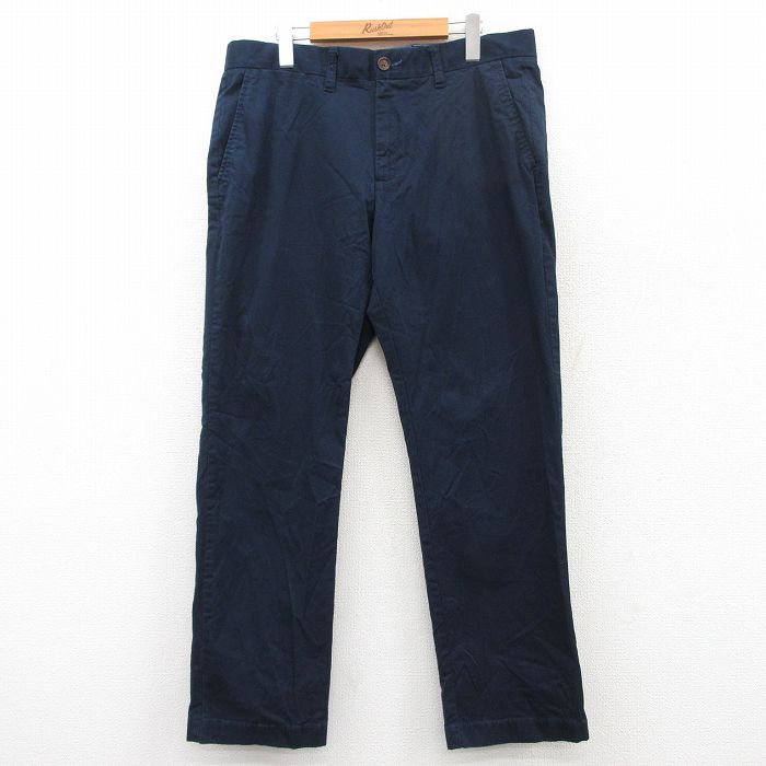 W36★古着 トミーヒルフィガー TOMMY HILFIGER ブランド パンツ メンズ ワンポイントロゴ 紺 ネイビー 25apr19 中古 ボトムス ロング