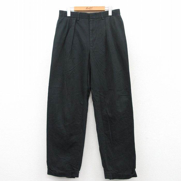 W32★古着 ラルフローレン Ralph Lauren ブランド スラックス パンツ メンズ 90年代 90s コットン 黒 ブラック 25apr19 中古 ボトムス ロング