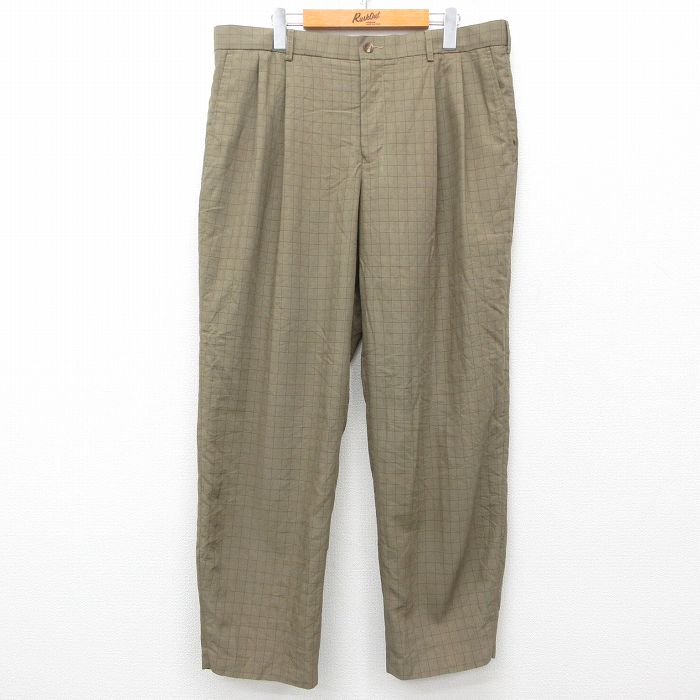 W36★古着 IZOD パンツ メンズ 緑系他 グリーン チェック 25apr21 中古 ボトムス ロング