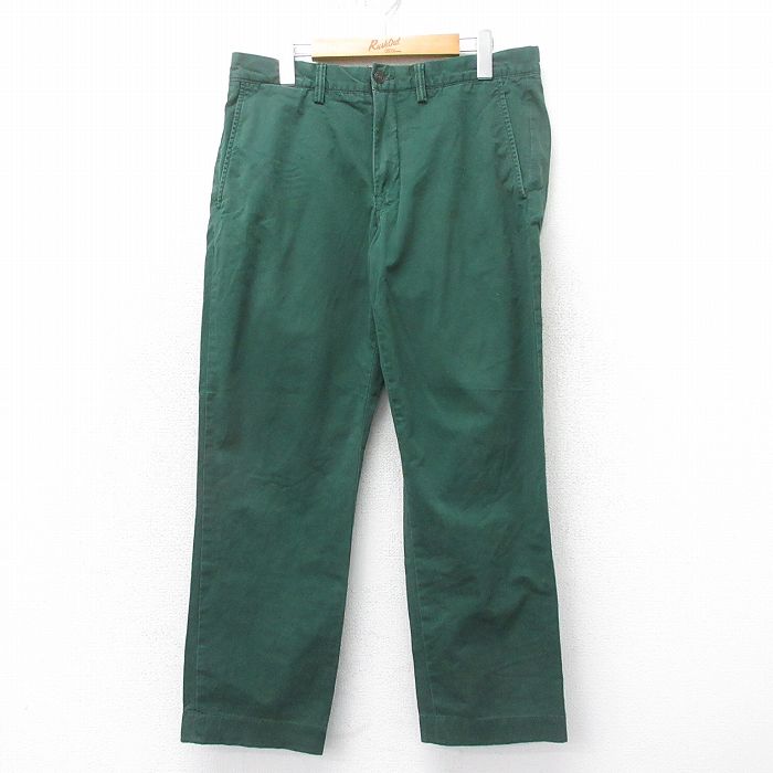 W34★古着 ラルフローレン Ralph Lauren ブランド チノ パンツ チノパン メンズ 緑 グリーン 25apr21 中古 ボトムス ロング