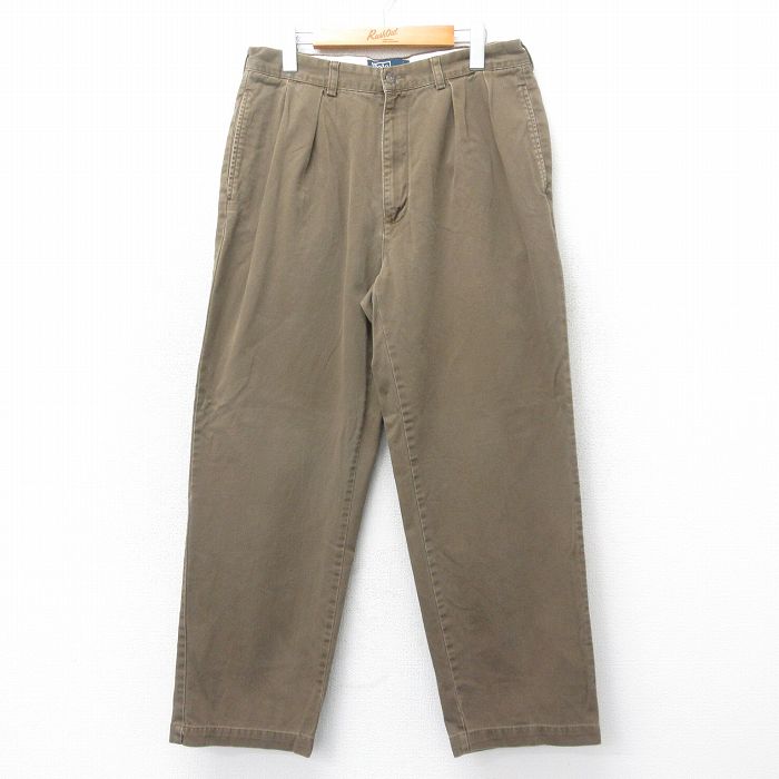 W32★古着 ラルフローレン Ralph Lauren ブランド チノ パンツ チノパン メンズ 90年代 90s ANDREW コットン 茶 ブラウン 25apr21 中古 ボトムス ロング