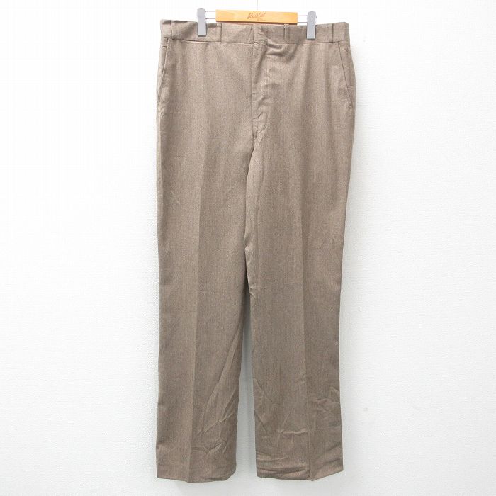 W37★古着 ランズエンド スラックス パンツ メンズ 80年代 80s タロン USA製 ベージュ カーキ 【spe】 25apr21 中古 ボトムス ロング