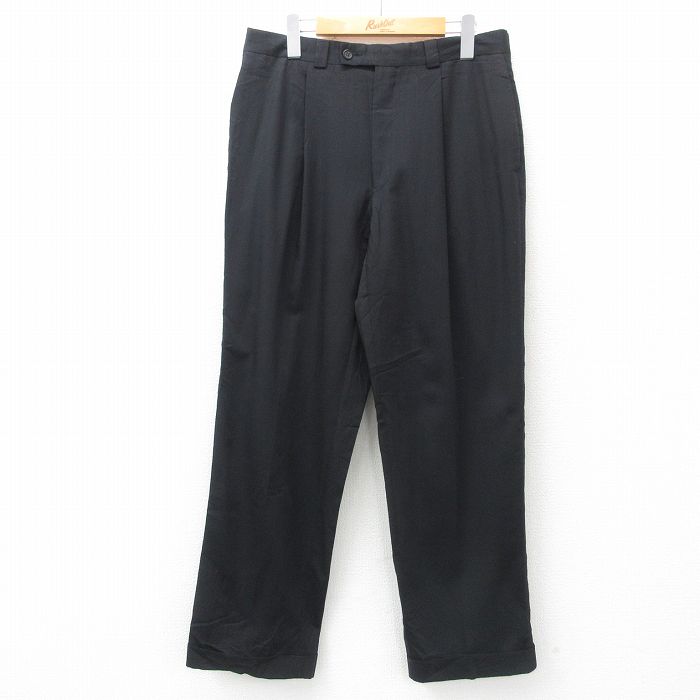 W32★古着 カルバンクライン Calvin Klein スラックス パンツ メンズ 黒 ブラック 25apr21 中古 ボトムス ロング