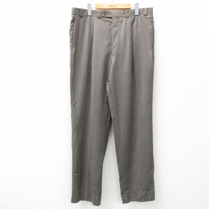 【50%OFF】W37★古着 ダナキャラン DKNY スラックス パンツ メンズ 00年代 00s ウール カナダ製 ベージュ系 カーキ 25apr21 中古 ボトムス ロング