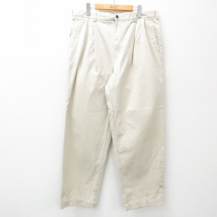 W36★古着 トミーヒルフィガー TOMMY HILFIGER ブランド チノ パンツ チノパン メンズ 90年代 90s ゴルフ コットン 薄ベージュ カーキ 25apr21 中古 ボトムス ロング