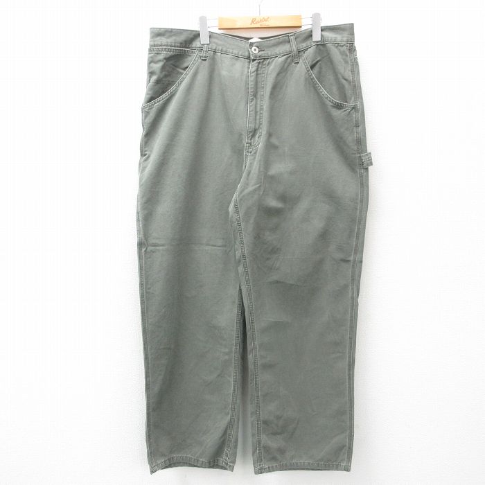 W39★古着 ギャップ GAP ペインター パンツ メンズ 00年代 00s 大きいサイズ ダック地 コットン 薄緑 グリーン 25apr21 中古 ボトムス ロング