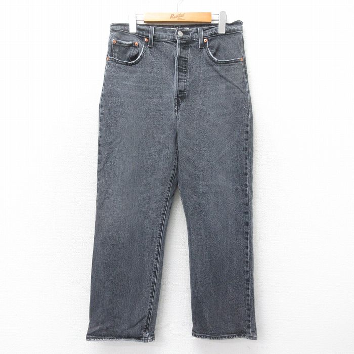 【50%OFF】W29★古着 リーバイス Levis ジーンズ メンズ ヒゲ 黒 ブラック デニム 25apr23 中古 ボトムス ジーパン Gパン ロング パンツ