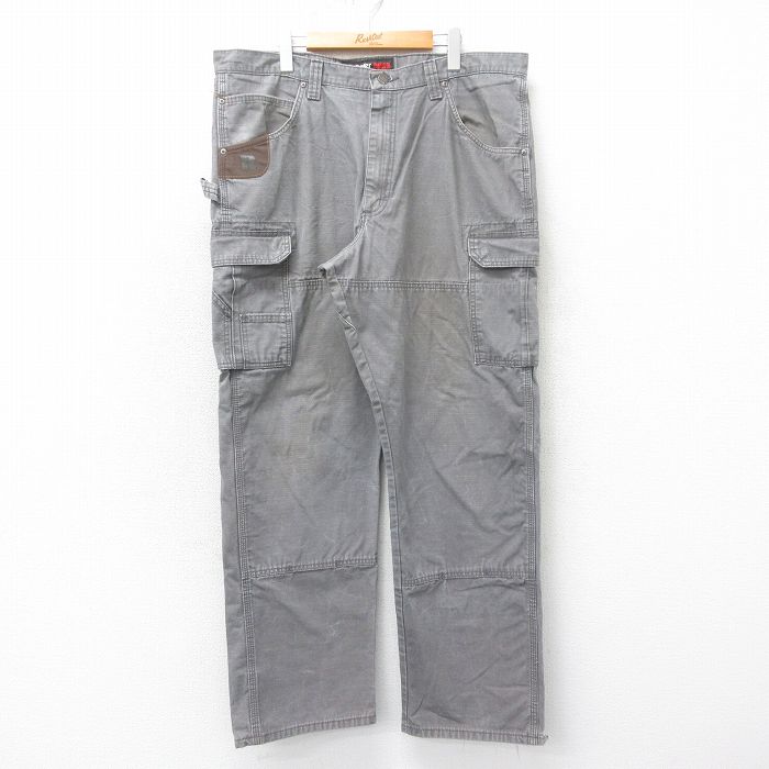 W39★古着 ラングラー Wrangler ペインター カーゴ パンツ メンズ ダブルニー リップストップ コットン グレー 25apr23 中古 ボトムス ロング
