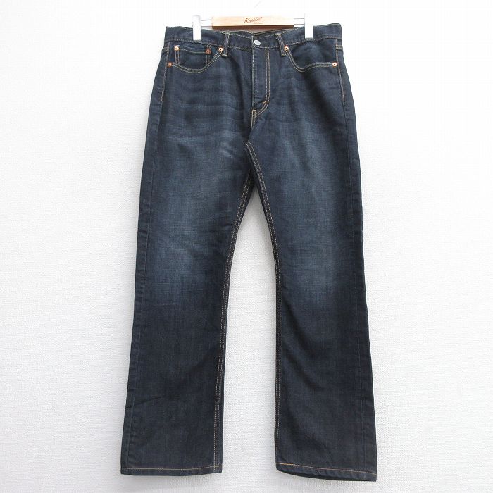 W33★古着 リーバイス Levis 513 ジーンズ メンズ ヒゲ 濃紺 ネイビー デニム 25apr23 中古 ボトムス ジーパン Gパン ロング パンツ