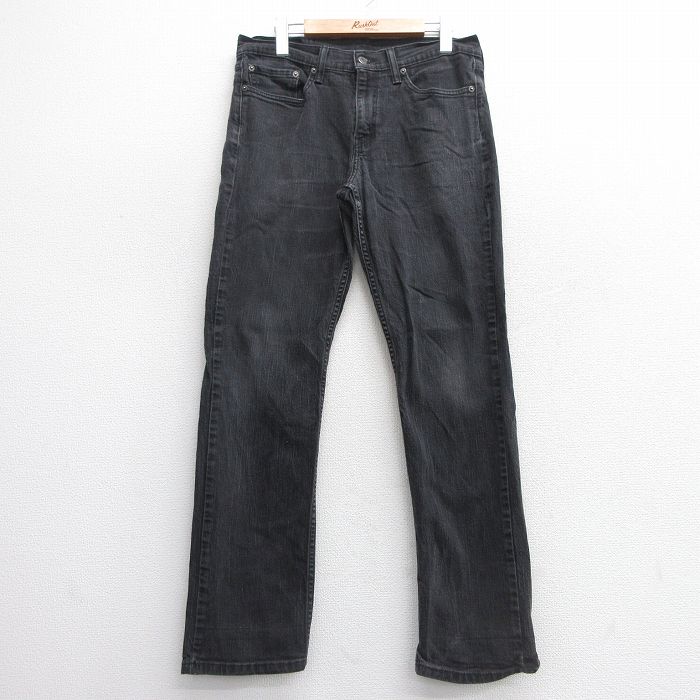 W31★古着 リーバイス Levis ジーンズ メンズ ヒゲ 黒 ブラック デニム 25apr23 中古 ボトムス ジーパン Gパン ロング パンツ