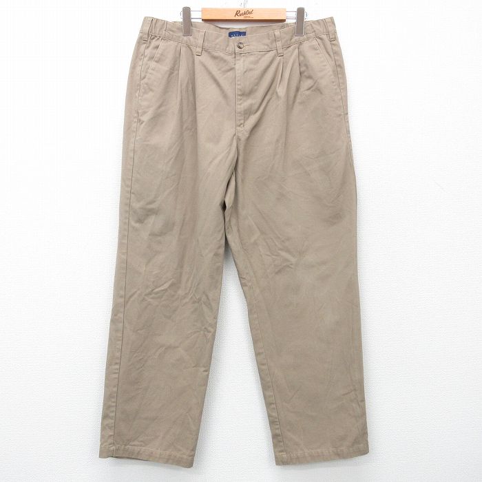 【50%OFF】W38★古着 ベーシックエディションズ チノ パンツ チノパン メンズ ベージュ カーキ 25apr23 中古 ボトムス ロング