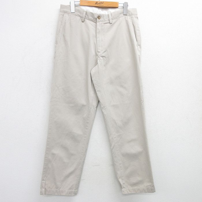 【50%OFF】W33★古着 ラルフローレン Ralph Lauren ブランド パンツ メンズ 90年代 90s コットン 薄ベージュ カーキ 25apr23 中古 ボトムス ロング