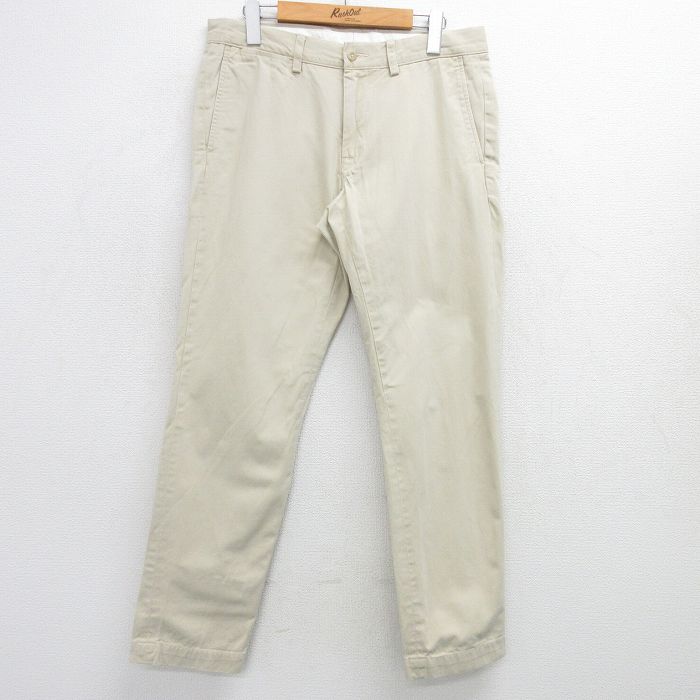 【50%OFF】W34★古着 ラルフローレン Ralph Lauren ブランド パンツ メンズ コットン 薄ベージュ カーキ 25apr23 中古 ボトムス ロング