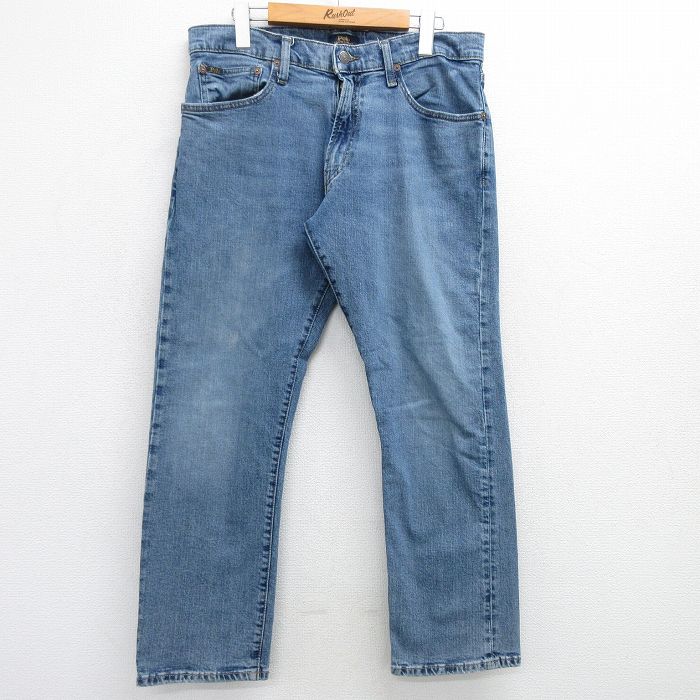 W34★古着 ラルフローレン Ralph Lauren ブランド ジーンズ メンズ ヒゲ 紺 ネイビー デニム 25apr23 中古 ボトムス ジーパン Gパン ロング パンツ