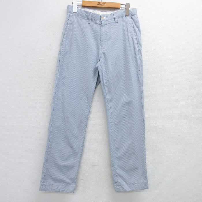 W31★古着 ラルフローレン Ralph Lauren ブランド パンツ メンズ コットン 青他 ブルー ストライプ 25apr23 中古 ボトムス ロング