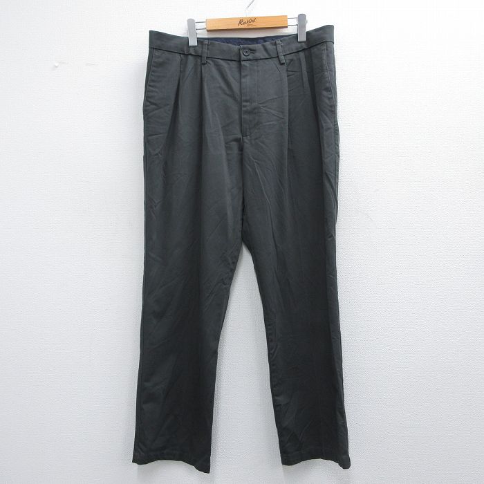 W36★古着 ドッカーズ パンツ メンズ ワンポイントロゴ 濃グレー 25apr23 中古 ボトムス ロング