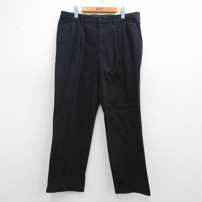 W36★古着 ドッカーズ パンツ メンズ ワンポイントロゴ 黒 ブラック 25apr23 中古 ボトムス ロング