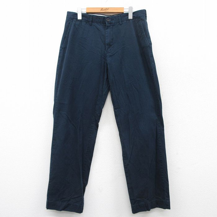W34★古着 ラルフローレン Ralph Lauren ブランド パンツ メンズ 90年代 90s コットン 紺 ネイビー 25apr23 中古 ボトムス ロング