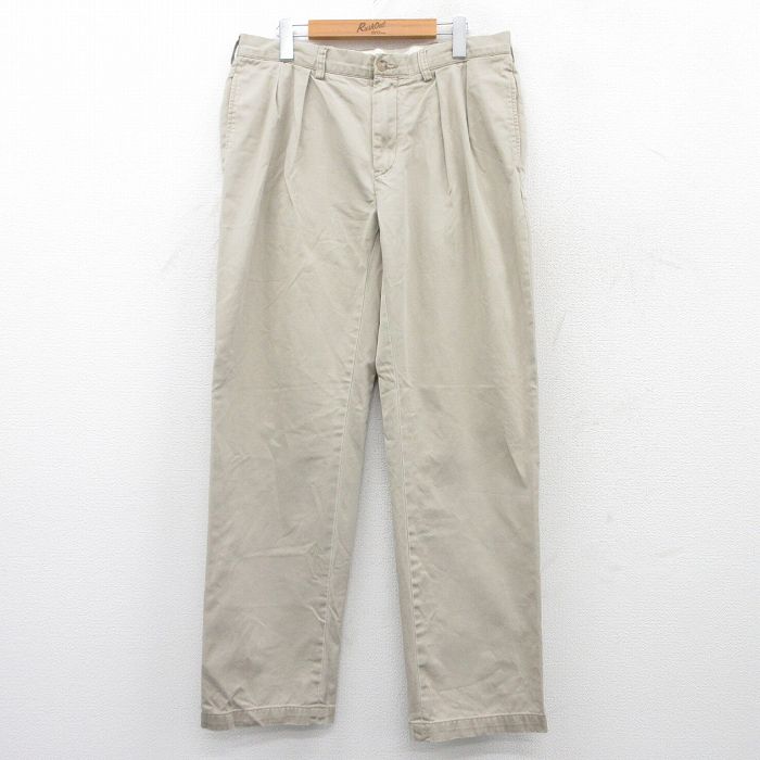 W35★古着 ラルフローレン Ralph Lauren ブランド パンツ メンズ 90年代 90s コットン ベージュ カーキ 25apr23 中古 ボトムス ロング