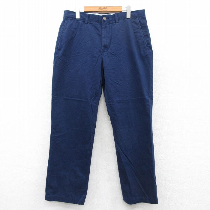 W35★古着 ラルフローレン Ralph Lauren ブランド パンツ メンズ コットン 紺 ネイビー 25apr23 中古 ボトムス ロング