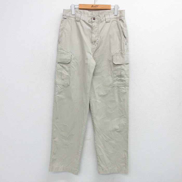 W31★古着 エルエルビーン LLBEAN カーゴ パンツ メンズ コットン 薄ベージュ カーキ 25apr23 中古 ボトムス ロング