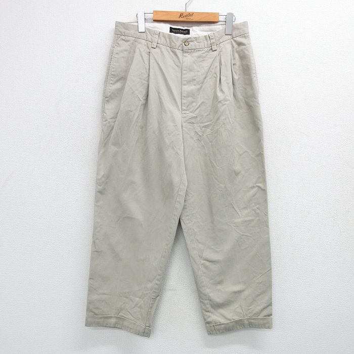 W33★古着 バナナリパブリック BANANA REPUBLIC パンツ メンズ コットン 薄ベージュ カーキ 25apr23 中古 ボトムス ロング