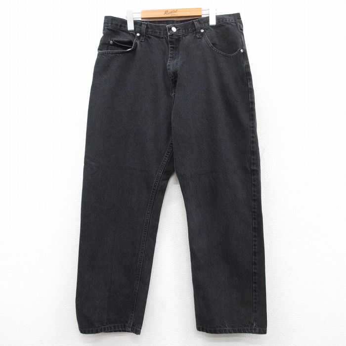 W36★古着 ラングラー Wrangler ジーンズ メンズ コットン 黒 ブラック 25apr24 中古 ボトムス ジーパン Gパン ロング パンツ