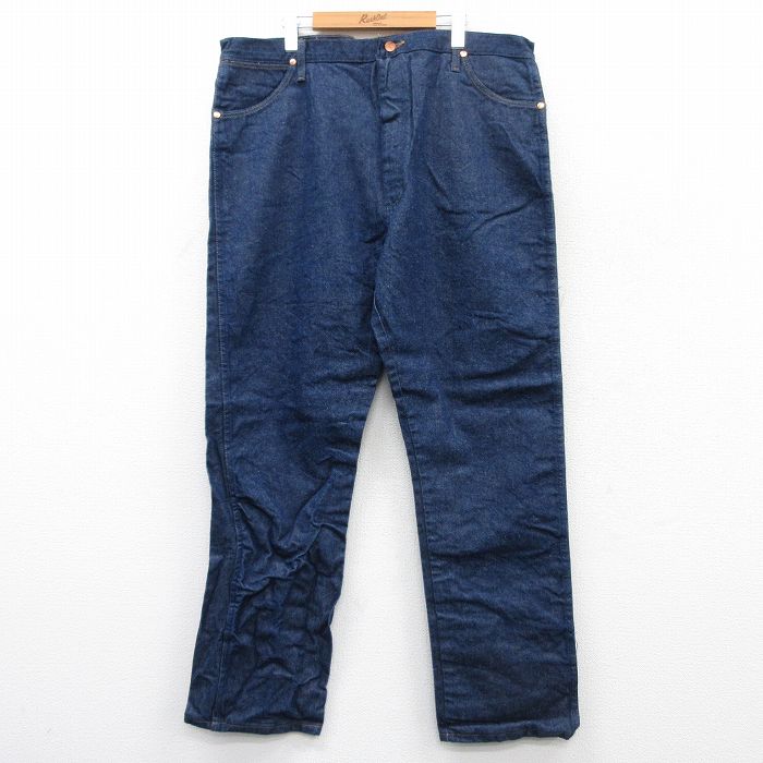 W40★古着 ラングラー Wrangler ジーンズ メンズ 大きいサイズ コットン 濃紺 ネイビー デニム 25apr24 中古 ボトムス ジーパン Gパン ロング パンツ