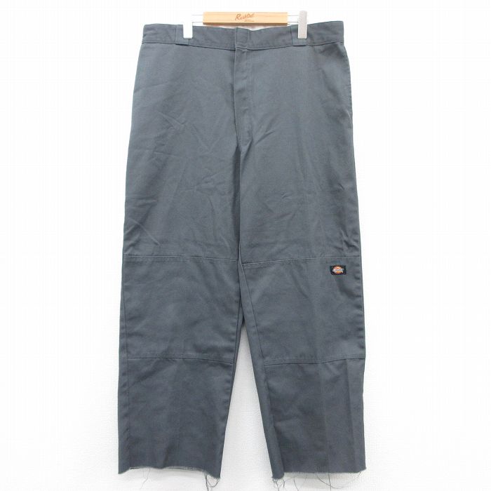 W38★古着 ディッキーズ Dickies ワーク パンツ メンズ ダブルニー グレー 25apr24 中古 ボトムス ロング