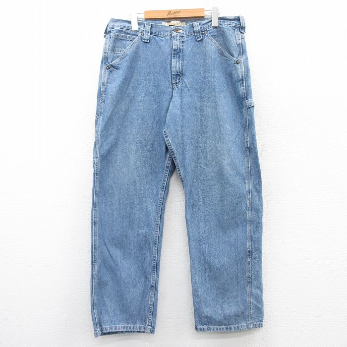 W37★古着 リー Lee ペインター パンツ メンズ コットン 紺 ネイビー デニム 【spe】 25apr24 中古 ボトムス ロング