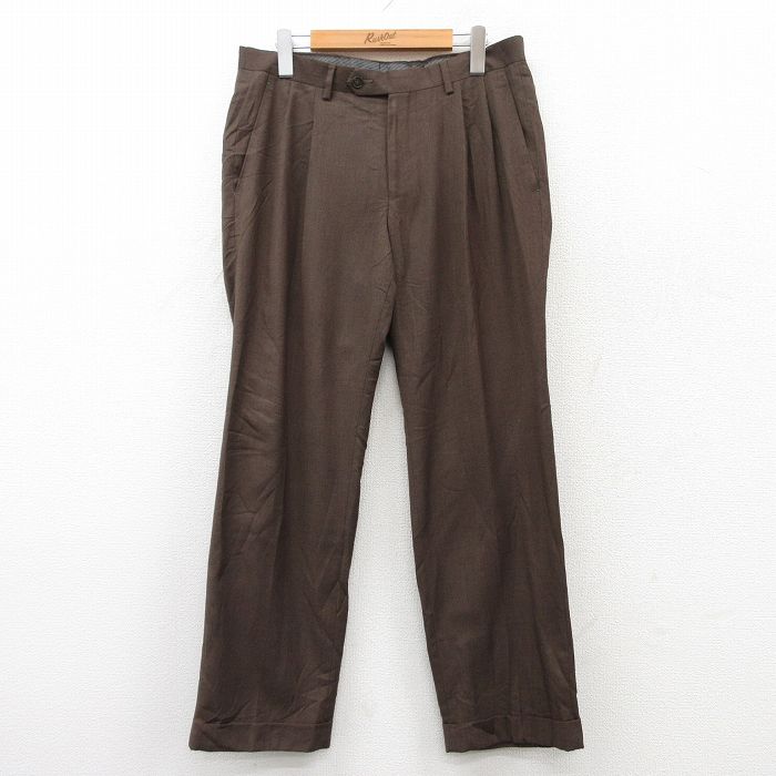 W34★古着 ラルフローレン Ralph Lauren ブランド スラックス パンツ メンズ 茶 ブラウン 25apr26 中古 ボトムス ロング