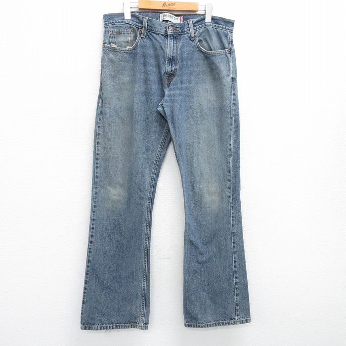 W35★古着 リーバイス Levis 527 ジーンズ メンズ ヒゲ ブーツカット フレア コットン 紺 ネイビー デニム 25apr28 中古 ボトムス ジーパン Gパン ロング パンツ