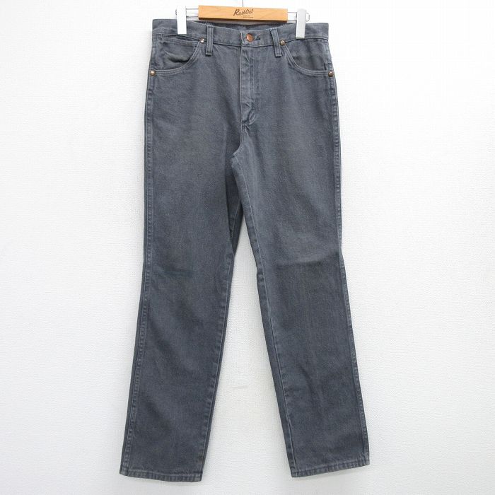 W31★古着 ラングラー Wrangler ジーンズ メンズ コットン グレー デニム 25apr28 中古 ボトムス ジーパン Gパン ロング パンツ