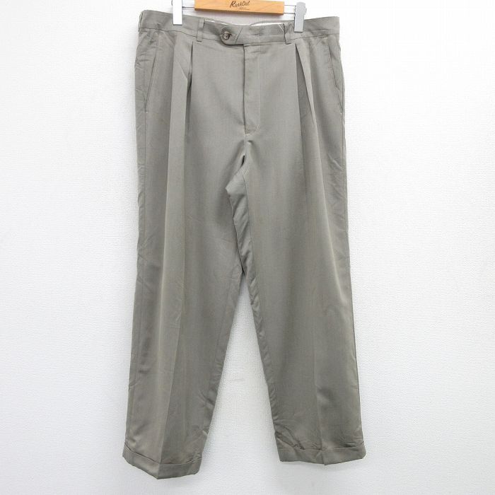 W36★古着 スラックス パンツ メンズ 80年代 80s USA製 タロン ベージュ系 カーキ 25apr28 中古 ボトムス ロング