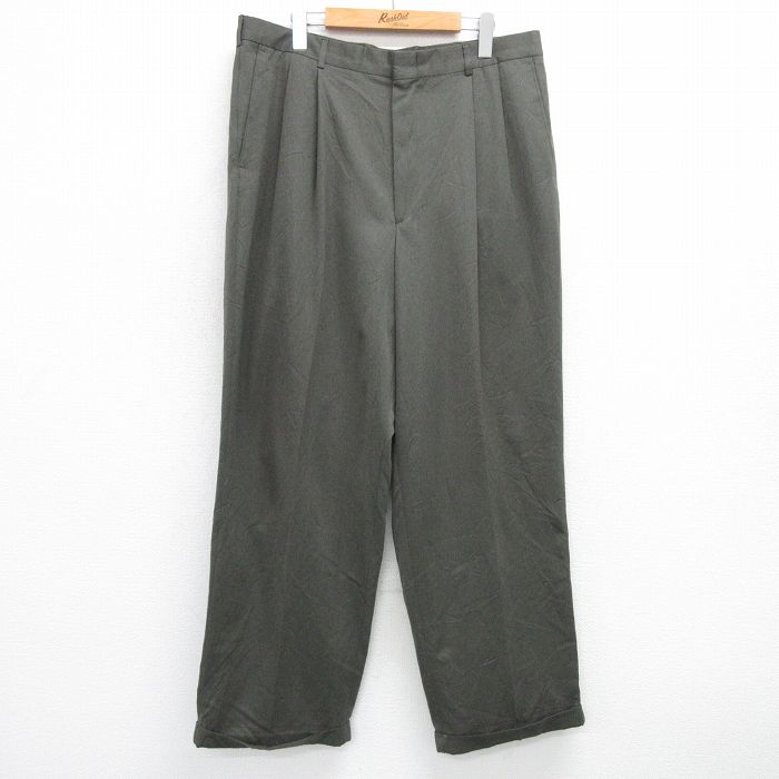 W30★古着 ペリーエリス スラックス パンツ メンズ 90年代 90s 緑系 グリーン 25apr28 中古 ボトムス ロング