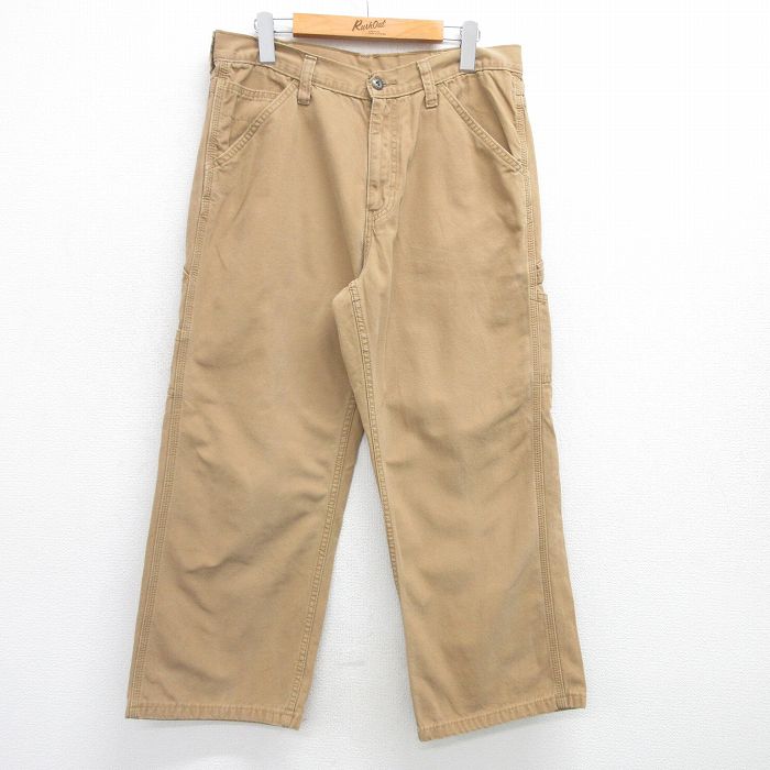 W33★古着 FADED GLORY ペインター パンツ メンズ ダック地 コットン ベージュ カーキ 25apr28 中古 ボトムス ロング