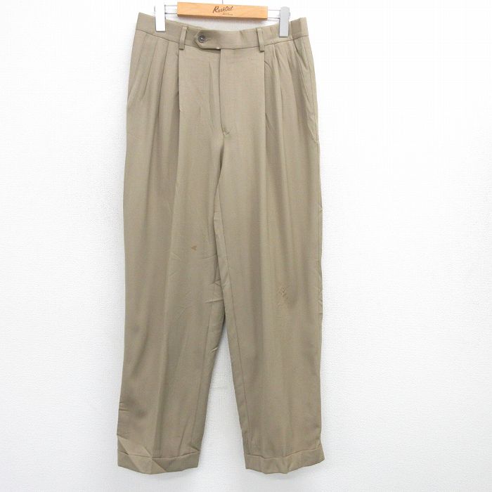W30★古着 ジバンシー GIVENCHY スラックス パンツ メンズ 90年代 90s USA製 ベージュ カーキ 【spe】 25apr28 中古 ボトムス ロング