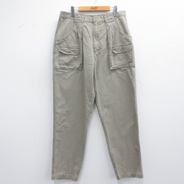 W35★古着 ブッシュ パンツ メンズ コットン 薄ベージュ カーキ 25apr28 中古 ボトムス ロング