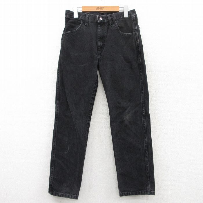 【50%OFF】W31★古着 ラスラー ジーンズ メンズ ヒゲ コットン 黒 ブラック デニム 25apr28 中古 ボトムス ジーパン Gパン ロング パンツ