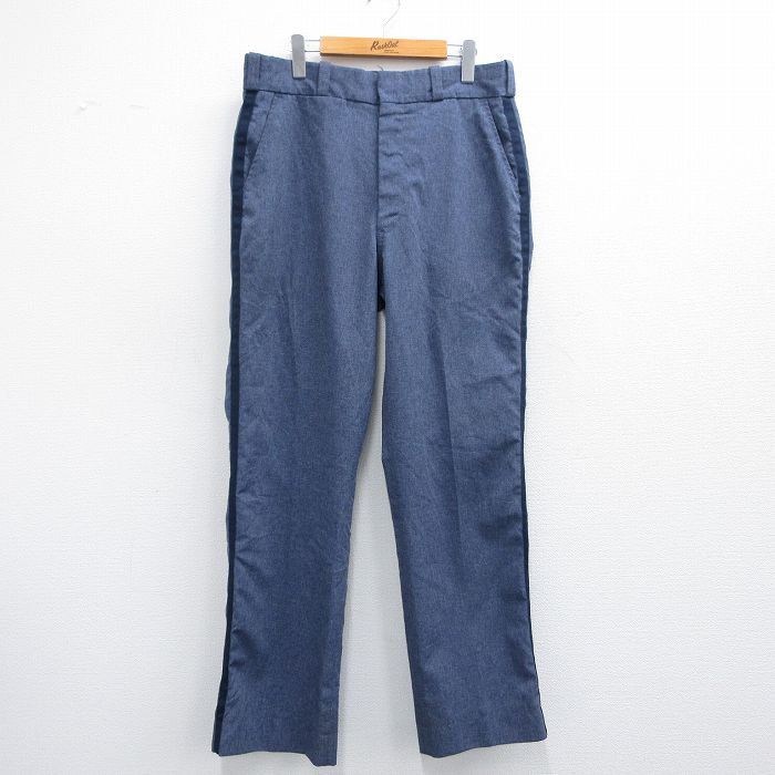 W35★古着 スラックス パンツ メンズ 90年代 90s elbeco USA製 紺他 ネイビー 25apr30 中古 ボトムス ロング