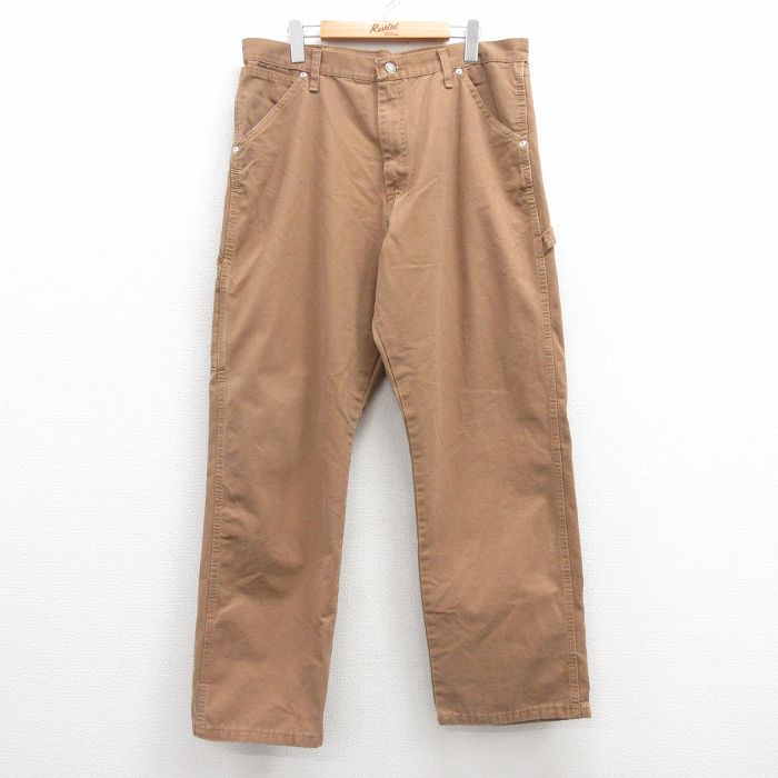 W36★古着 ラングラー Wrangler ペインター パンツ メンズ ダック地 茶 ブラウン 25apr30 中古 ボトムス ロング