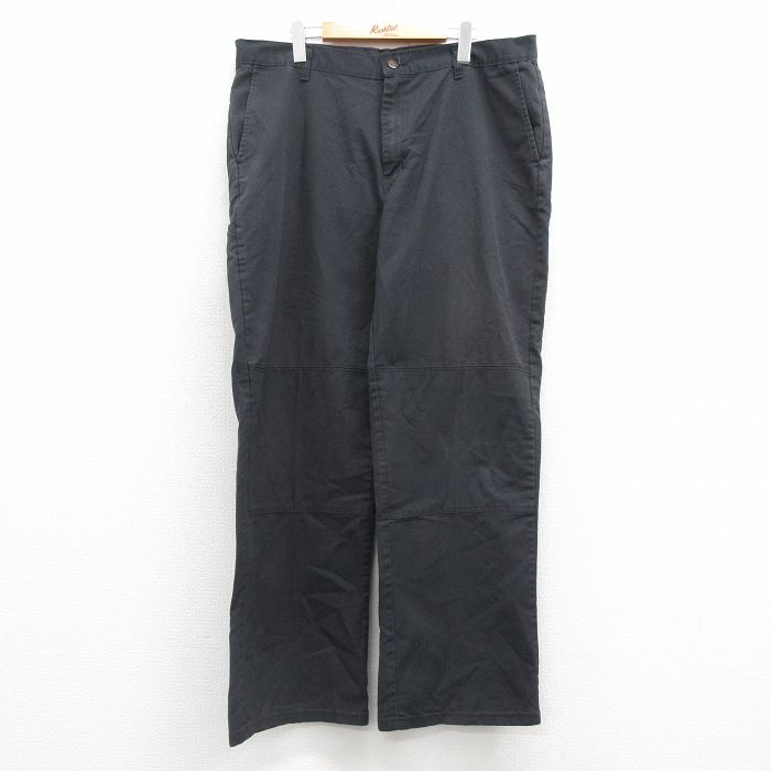 W39★古着 ディッキーズ Dickies ワーク パンツ メンズ ダブルニー 黒 ブラック 25apr30 中古 ボトムス ロング