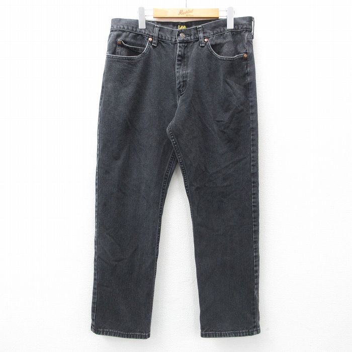 W36★古着 リー Lee ジーンズ メンズ コットン 黒 ブラック デニム 25may01 中古 ボトムス ジーパン Gパン ロング パンツ